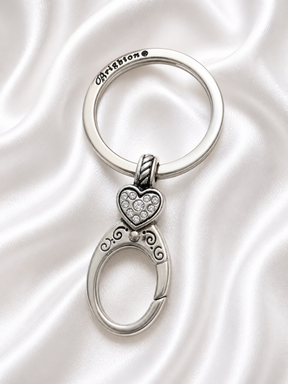 Brighton Heart Charm Key Fob w Decorative Oval Clasp